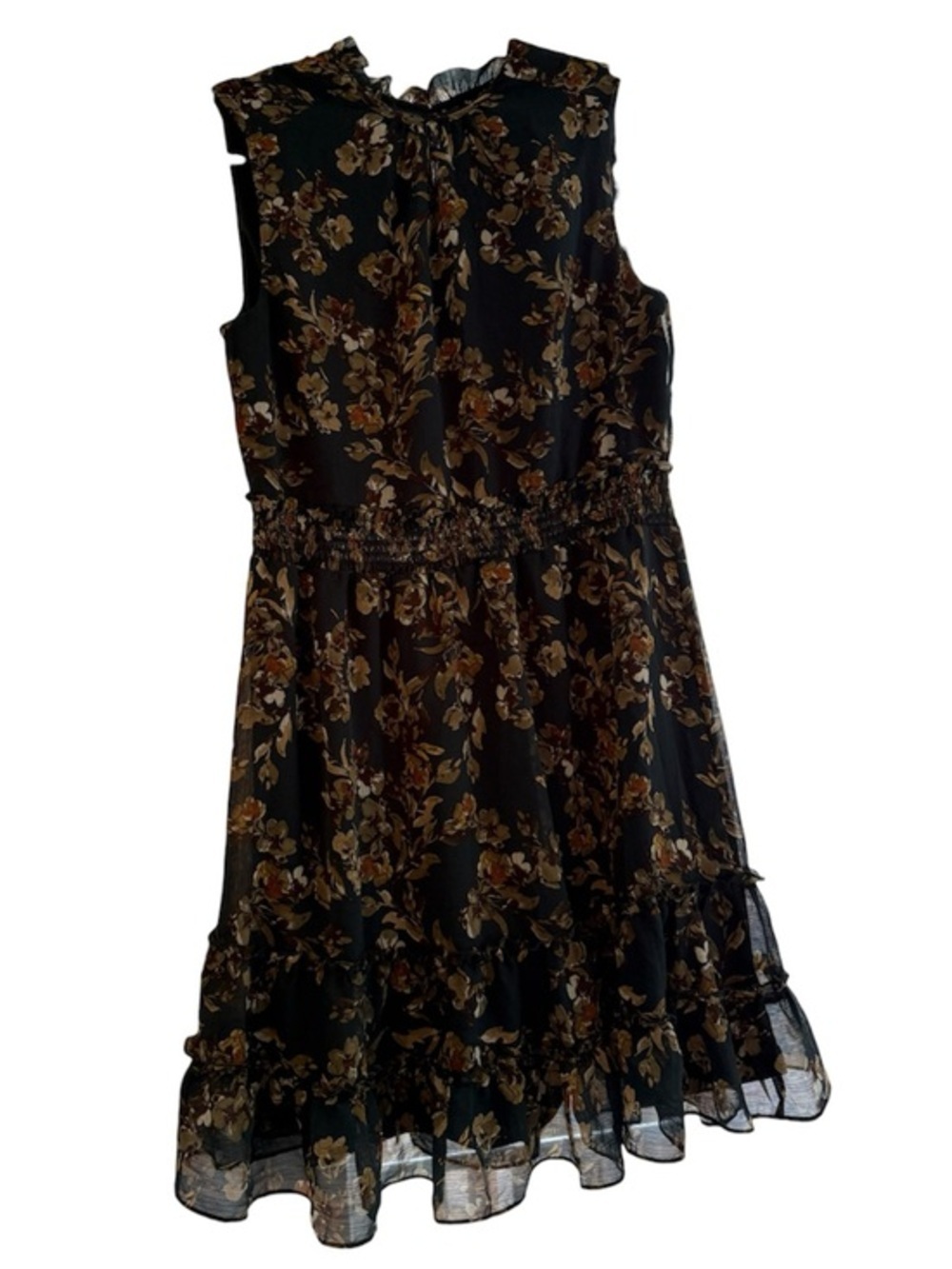 Drew green Fern Floral Ruffle Sleeveless Dress
